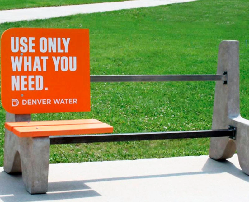 Transit Advertising at bench, Use only what you need, Denver Water