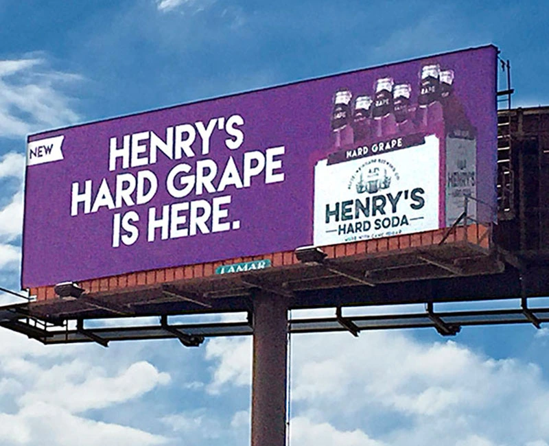 Billboard Advertising, New Henry's Hard Grape is Here, Henry's Hard Soda