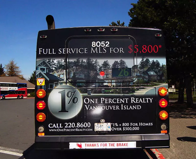Bus Advertising, Full services, one percent Realty Vancouver Island