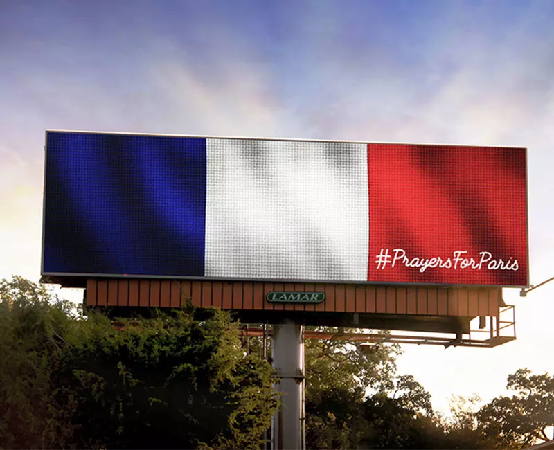 Digital Billboard Advertising, Hashtag Prayers For Paris