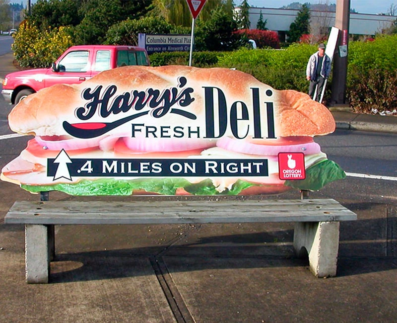 Transit Advertising Bench, Harry's Fresh Deli