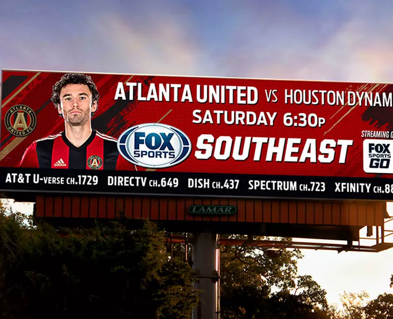 Digital Billboard Advertising for Fox Sports, Atlanta United vs Houston Dynamo