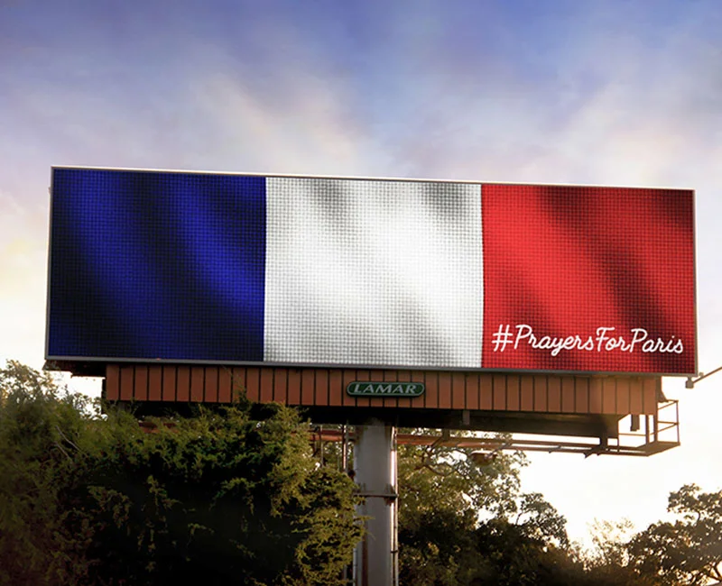 Digital Billboard Advertising, #PrayersForParis