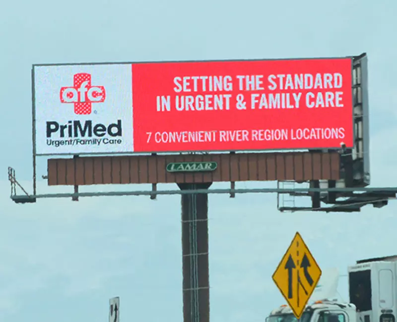 Digital Billboard Advertising, afc PriMed, Setting the Standard in Urgent & Family Care