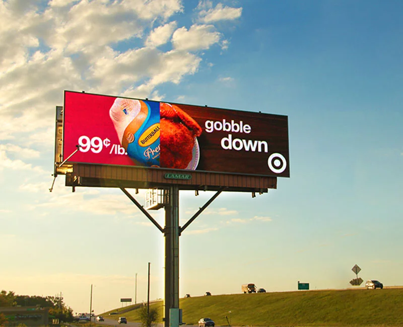 Digital Billboard Advertising, 99 cents per pound, gobble down